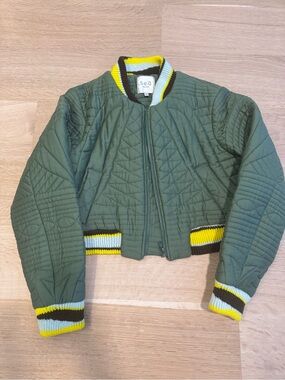 (NWT) SEA NEW YORK Olive Quilted Bomber Jacket with seashell motif 🐚